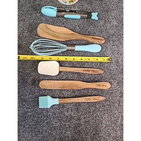 Pioneer Woman Sweet Rose Mini Crock Utensils Set 7-Piece Ceramic Silicone Wood - Picture 3 of 11
